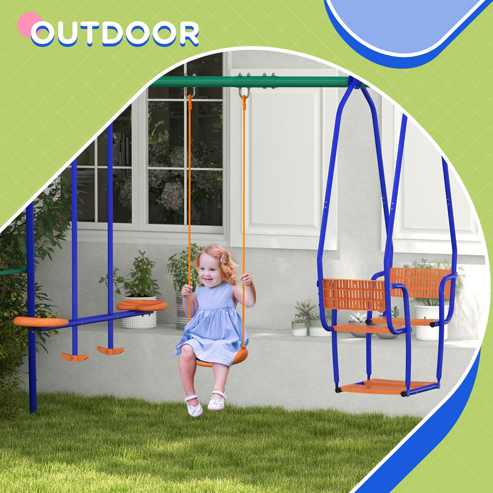 Outsunny 3 in 1 Metal Kids Swing Set Image 7