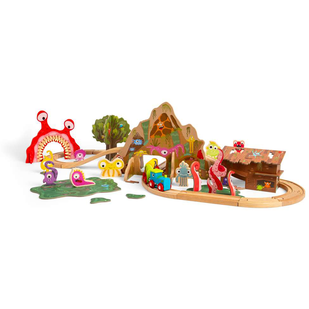 Bigjigs Rail Kids 50 Piece Wooden Monster Train Set Image 3