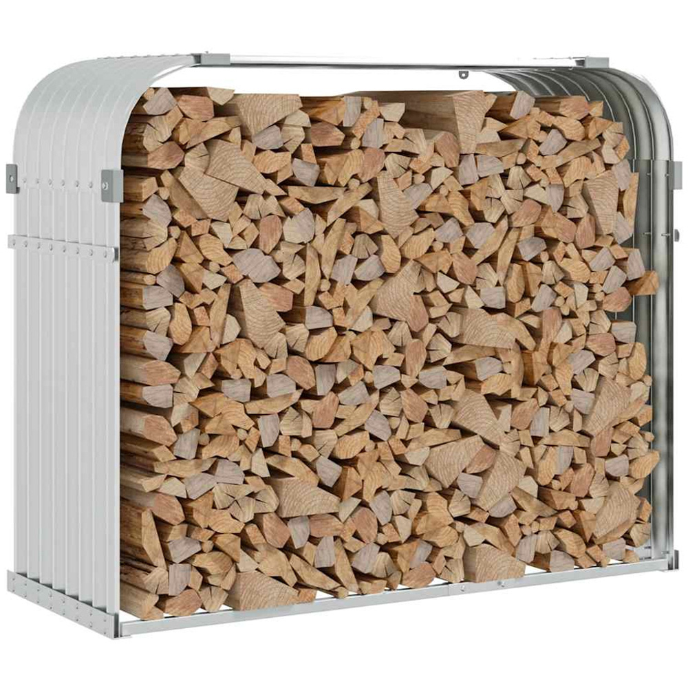 vidaXL Silver Galvanised Steel Firewood Log Holder 100 x 120 x 45cm Image 2