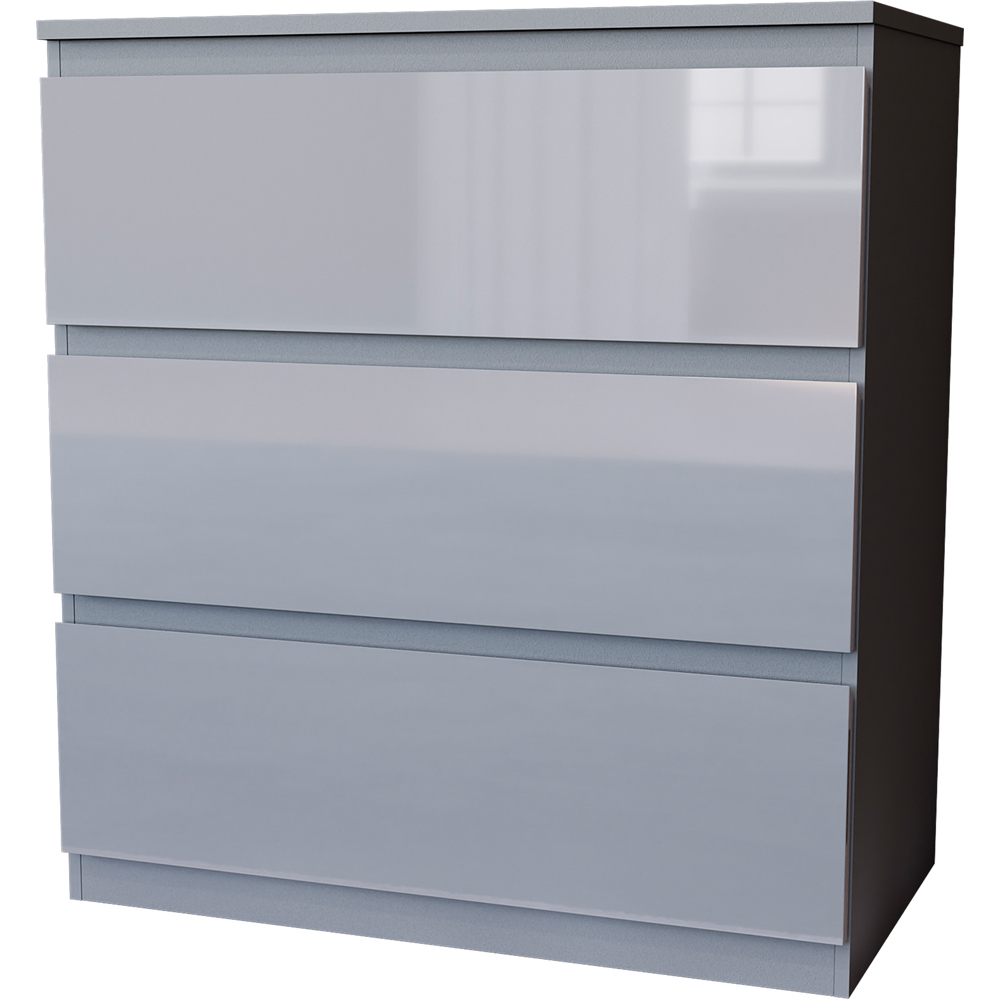 Vida Designs Glinton 3 Drawer Grey Chest of Drawers Image 2