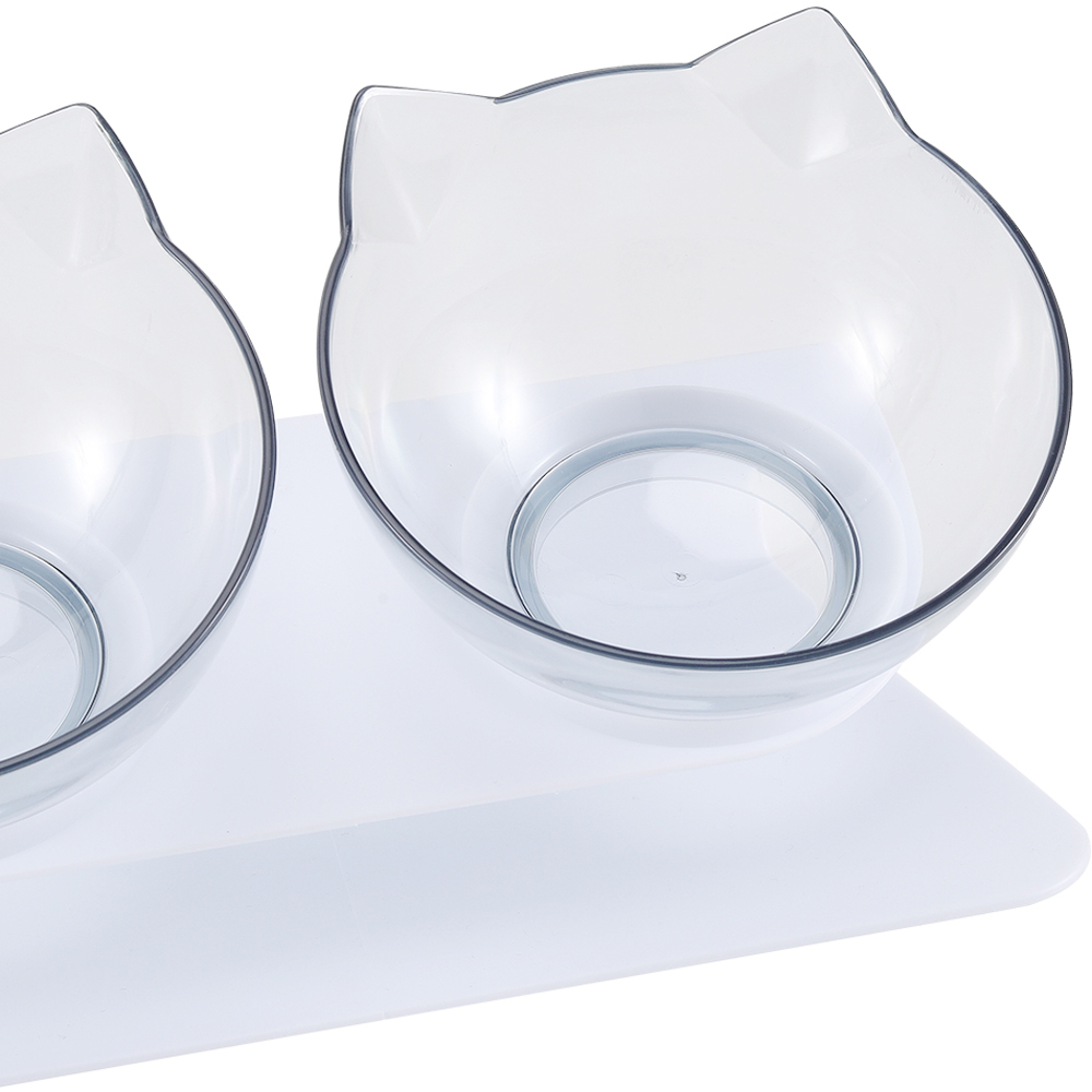 H&O Direct Transparent Double Bowl Elevated Tilted Pet Feeder with White Stand Image 5