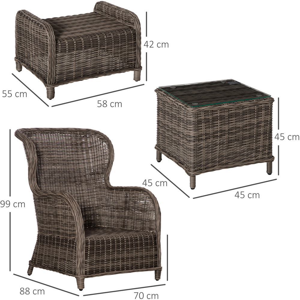 Outsunny 2 Seater Brown Rattan Sun Lounger Set Image 7