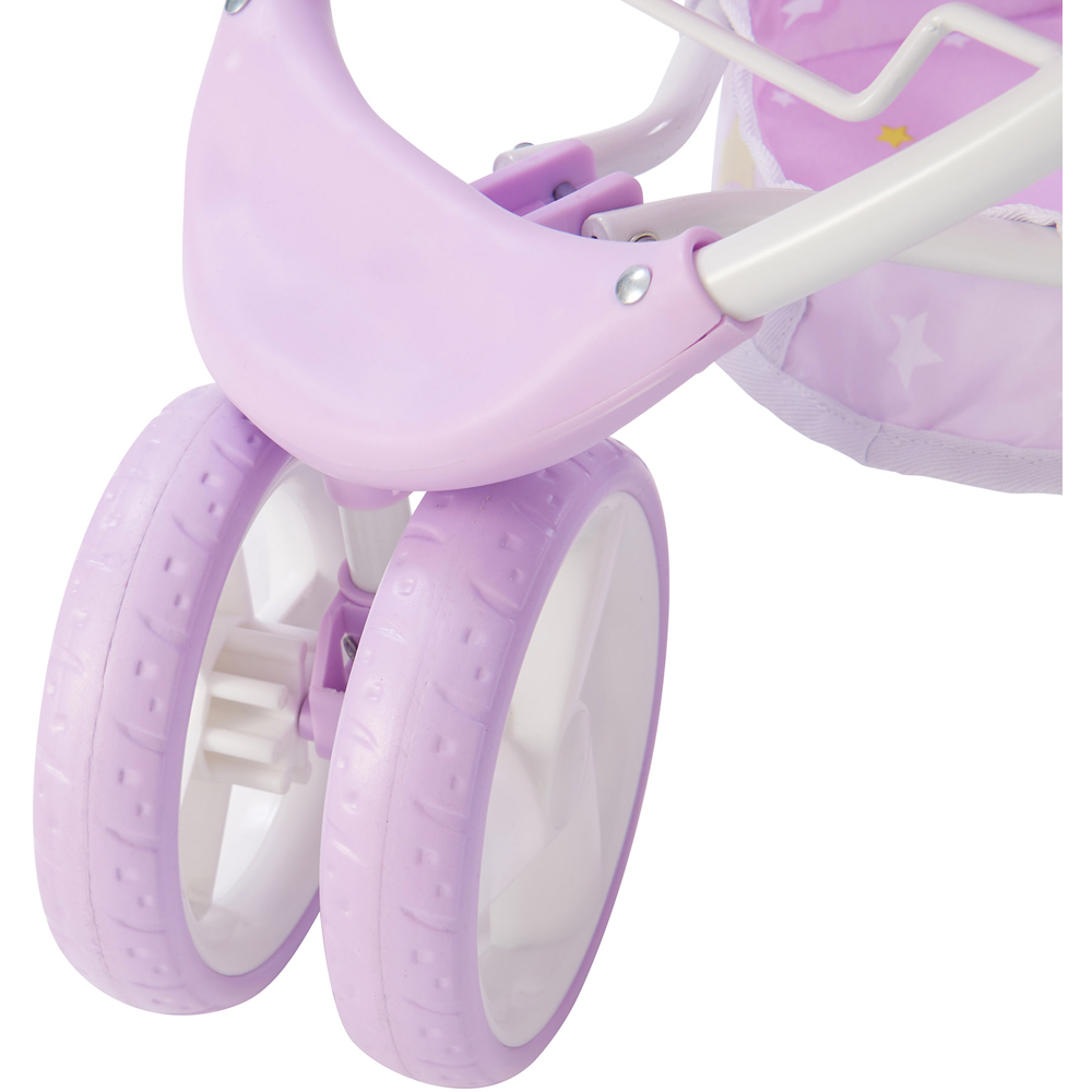 Teamson Kids Olivia's Little World Purple Twinkle Stars Princess 2-in-1 Baby Doll Stroller Image 4