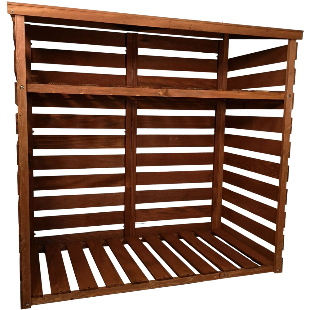 Samuel Alexander 122 x 122cm Large Wooden Garden Patio Log Store Shed with Shelf Image 1