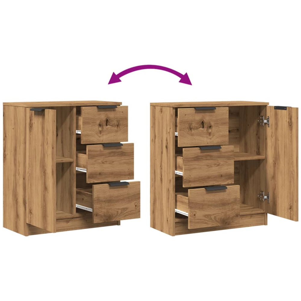 vidaXL Single Door 3 Drawer Artisan Oak Sideboard Image 8