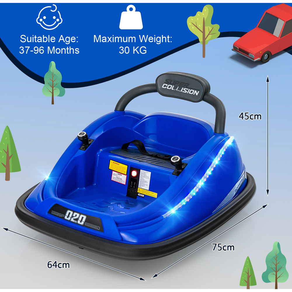 Costway Kids Blue Electric Bumper Car with Spin and Remote Control Image 8