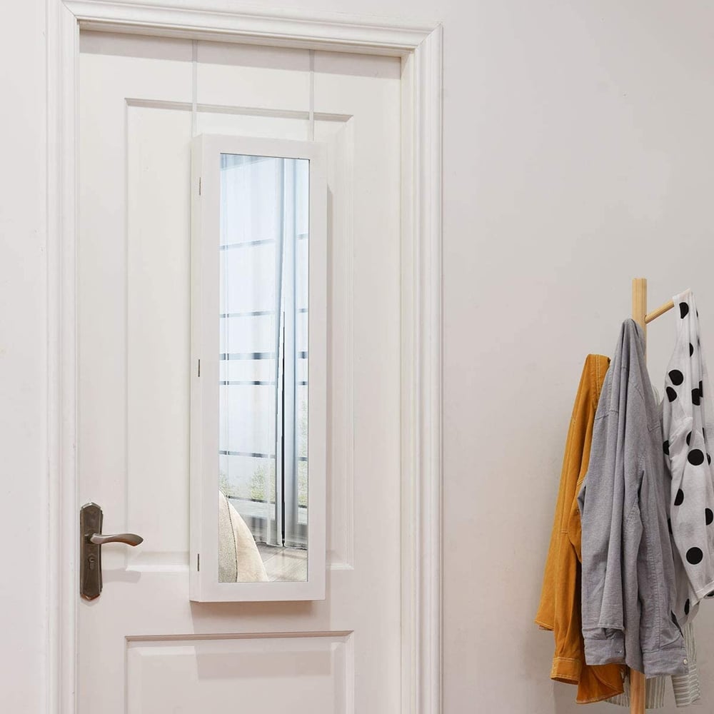 Costway White Wall Mounted Mirrored Jewellery Armoire Image 2