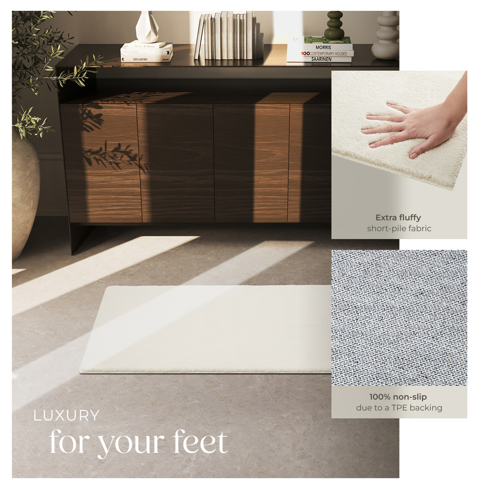 tectake Zonelle Cream Short Pile Ultra Soft Rug 110 x 60cm Image 4