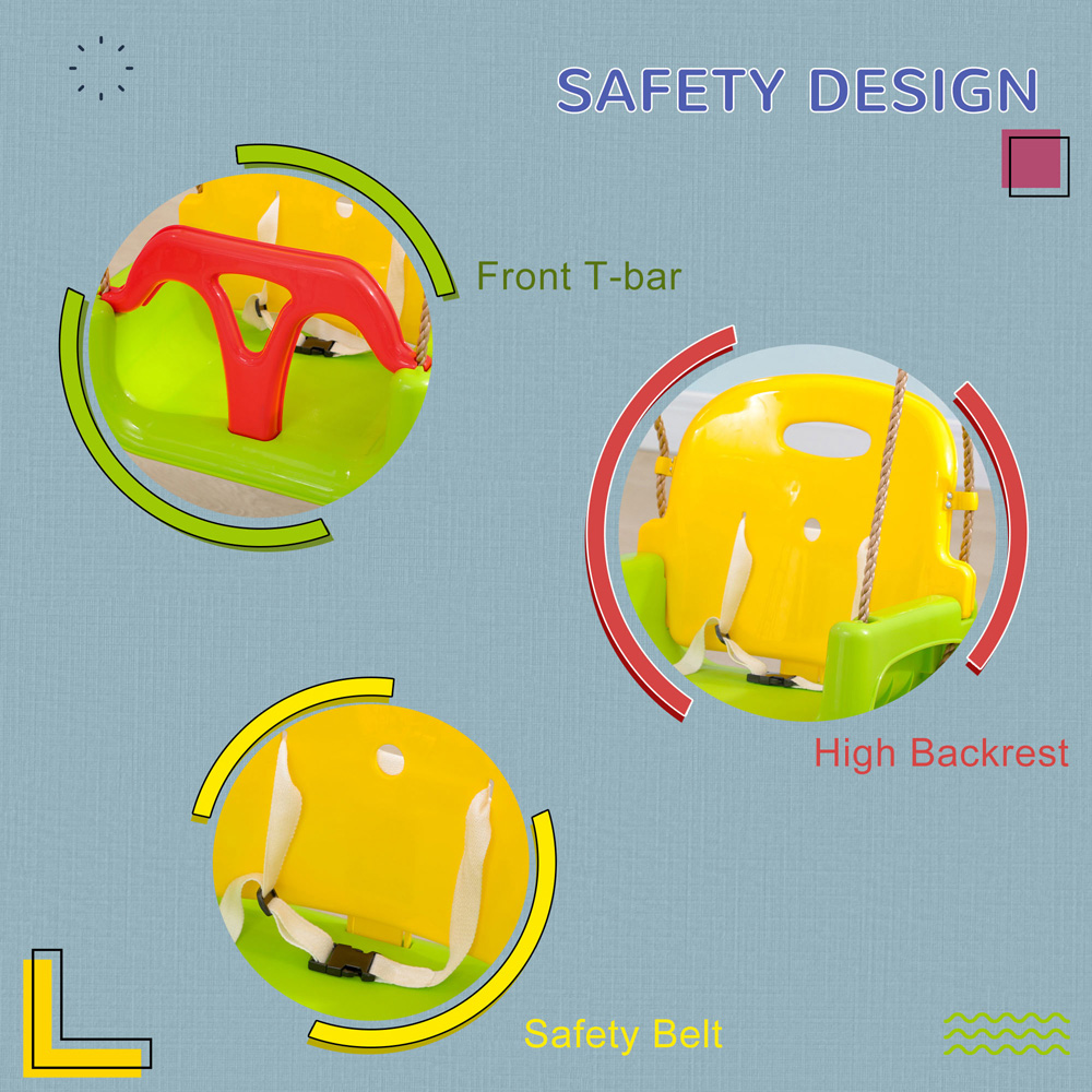 Tommy Toys Outsunny 3-in-1 Kids Green Adjustable Swing Seat with Seatbelt Image 6
