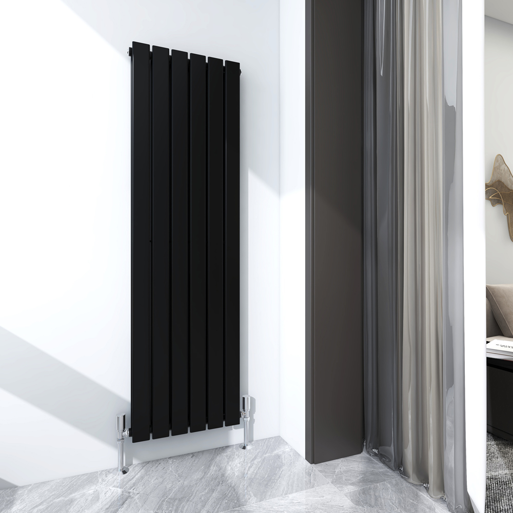 Black 5194 BTU Double Flat Panel Vertical Column Radiator 1600 x 408mm Image 2