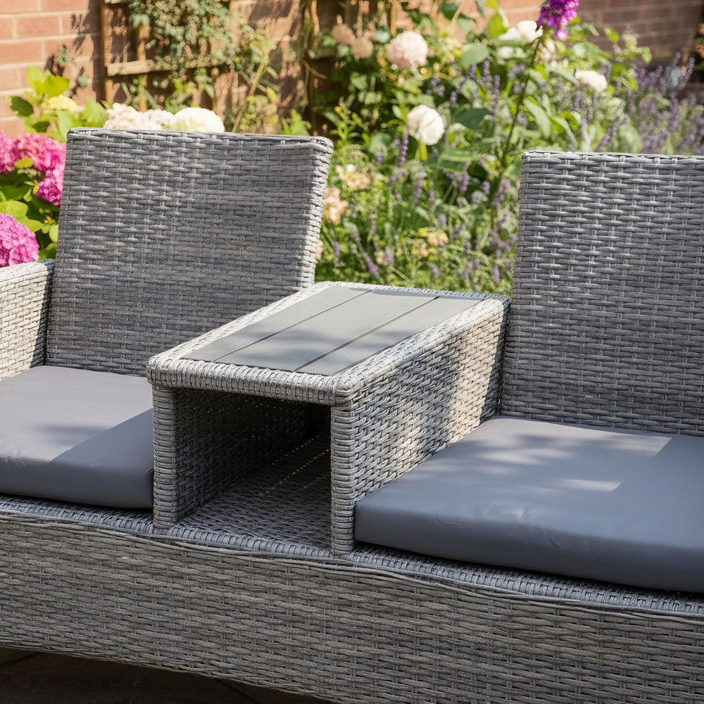 Home Source Lovelle 2 Seater Grey Garden Companion Seat Image 4