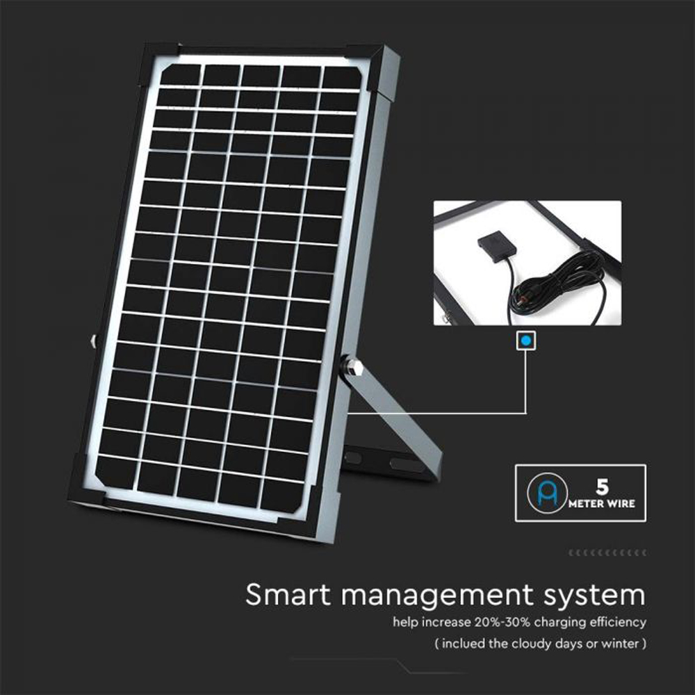 V-TAC 30W 6400K 4800 Lumens Daylight White Solar LED Floodlight with PIR Sensor Image 5