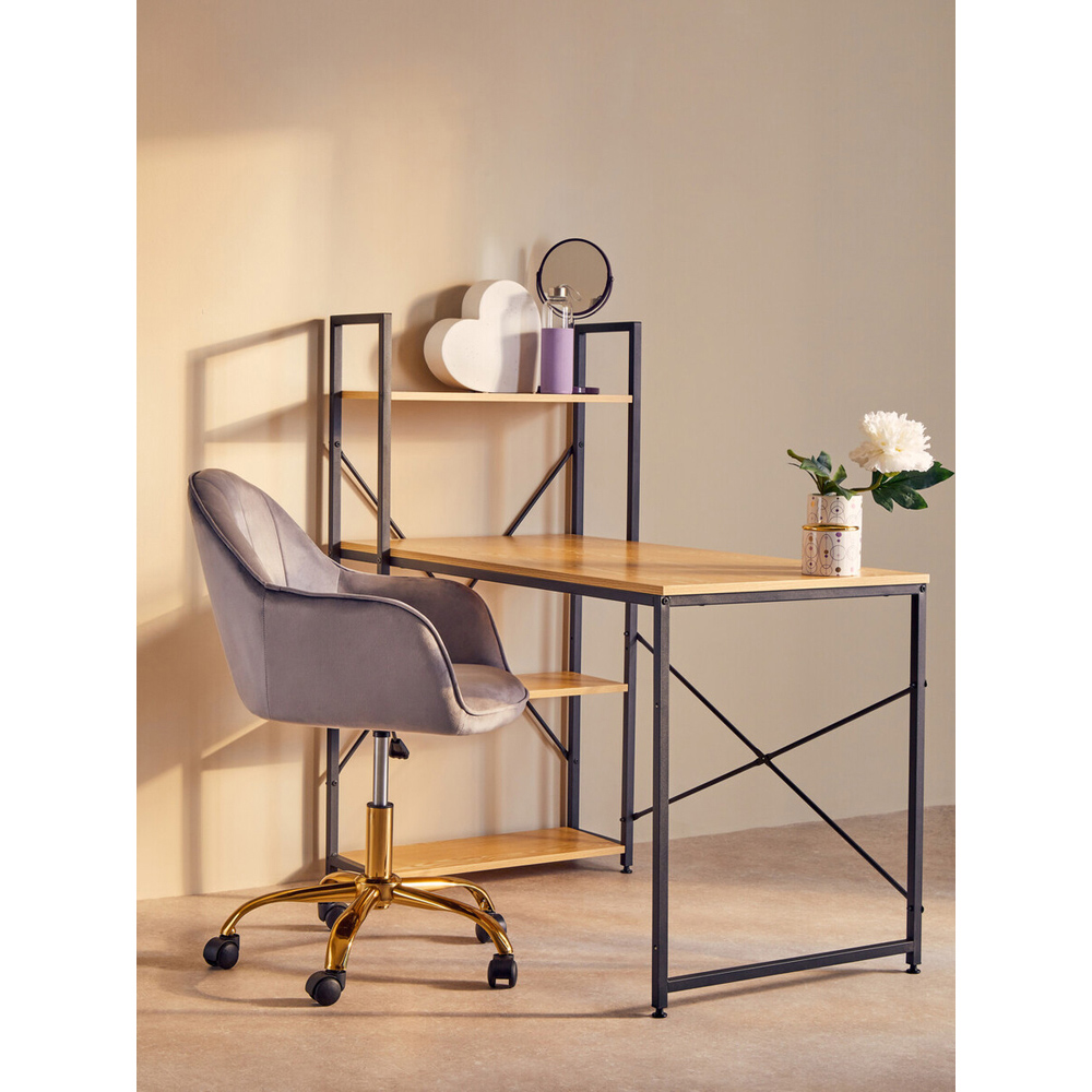 Interiors by Premier Brent Grey and Gold Swivel Home Office Chair Image 8