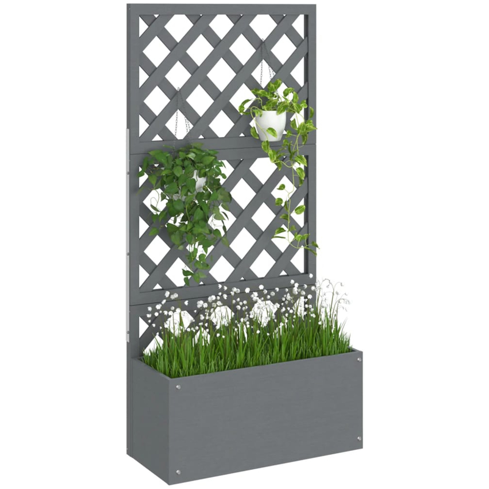 vidaXL Grey Wood Plastic Composite Trellis Planter 65 x 33 x 135cm Image 2