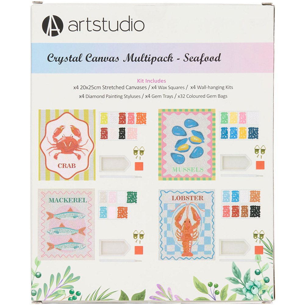 Pack of 4 Seafood Crystal Canvases Image 3