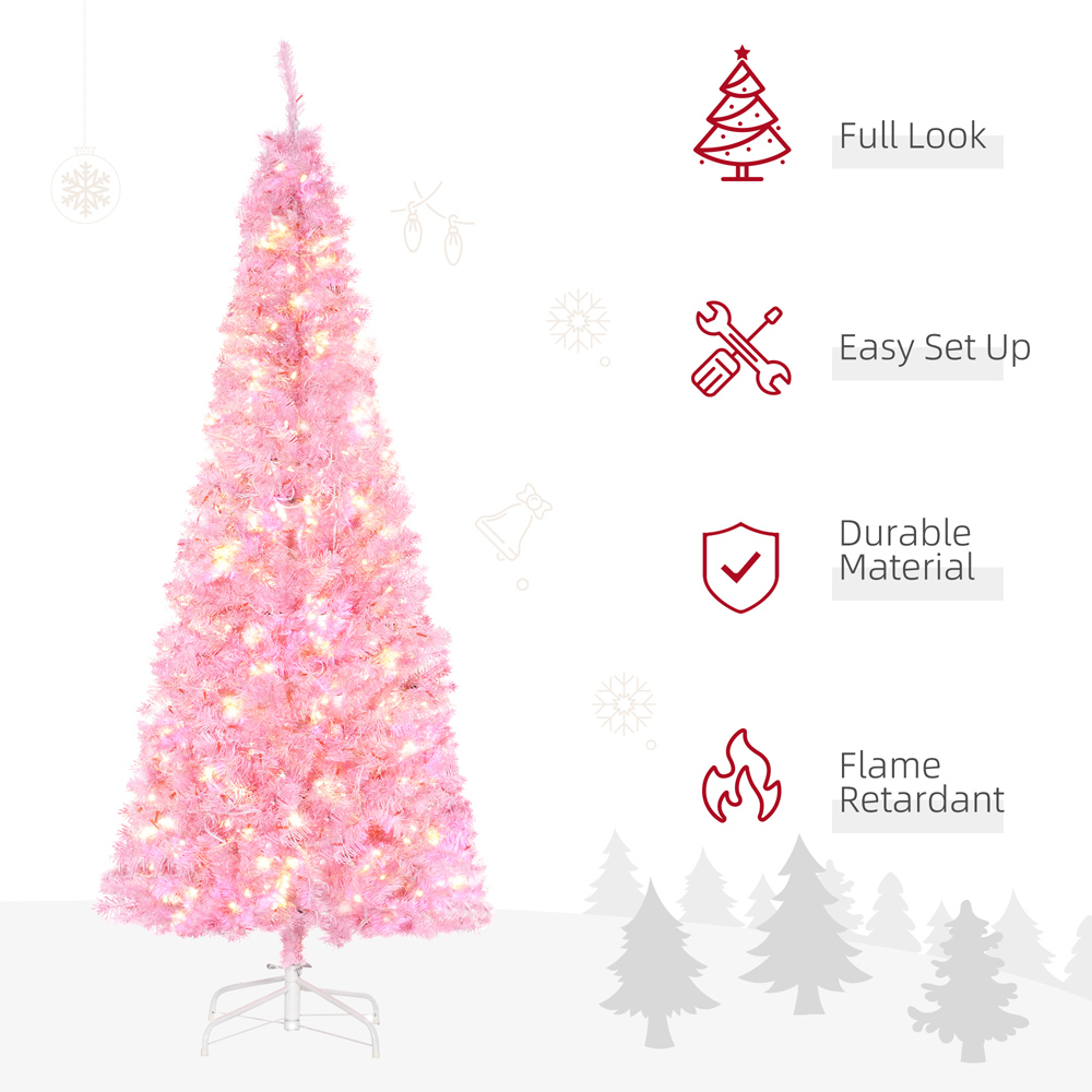Everglow Warm White LED Pre-Lit Pink Artificial Christmas Tree 6ft Image 4