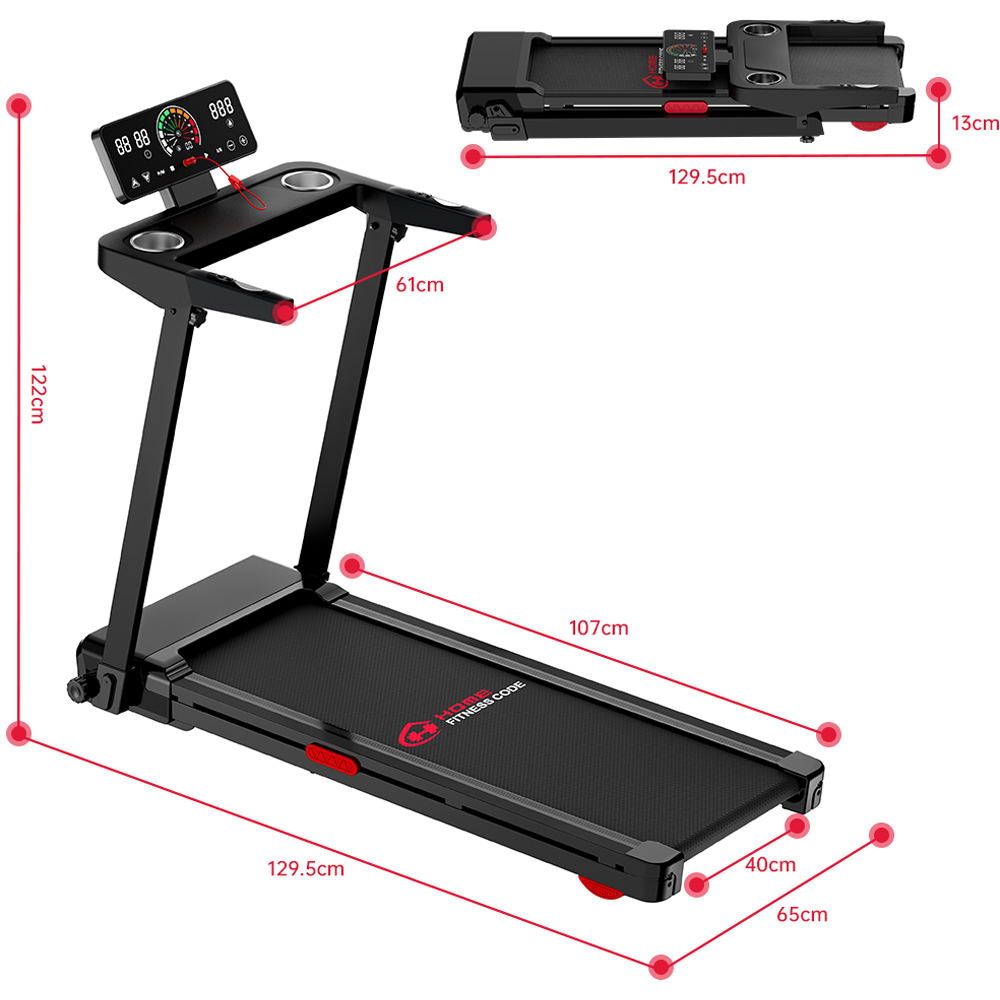 Rattrix Black Slope Auto Incline Foldable Treadmill with 12 Preset Programs Image 9