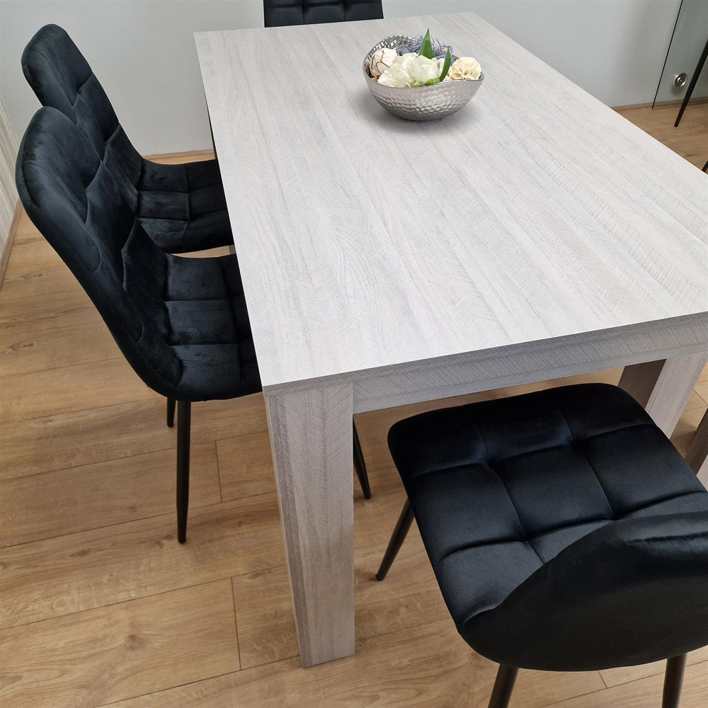 Portland 6 Seater Velvet Dining Bench Set Grey and Black Image 4