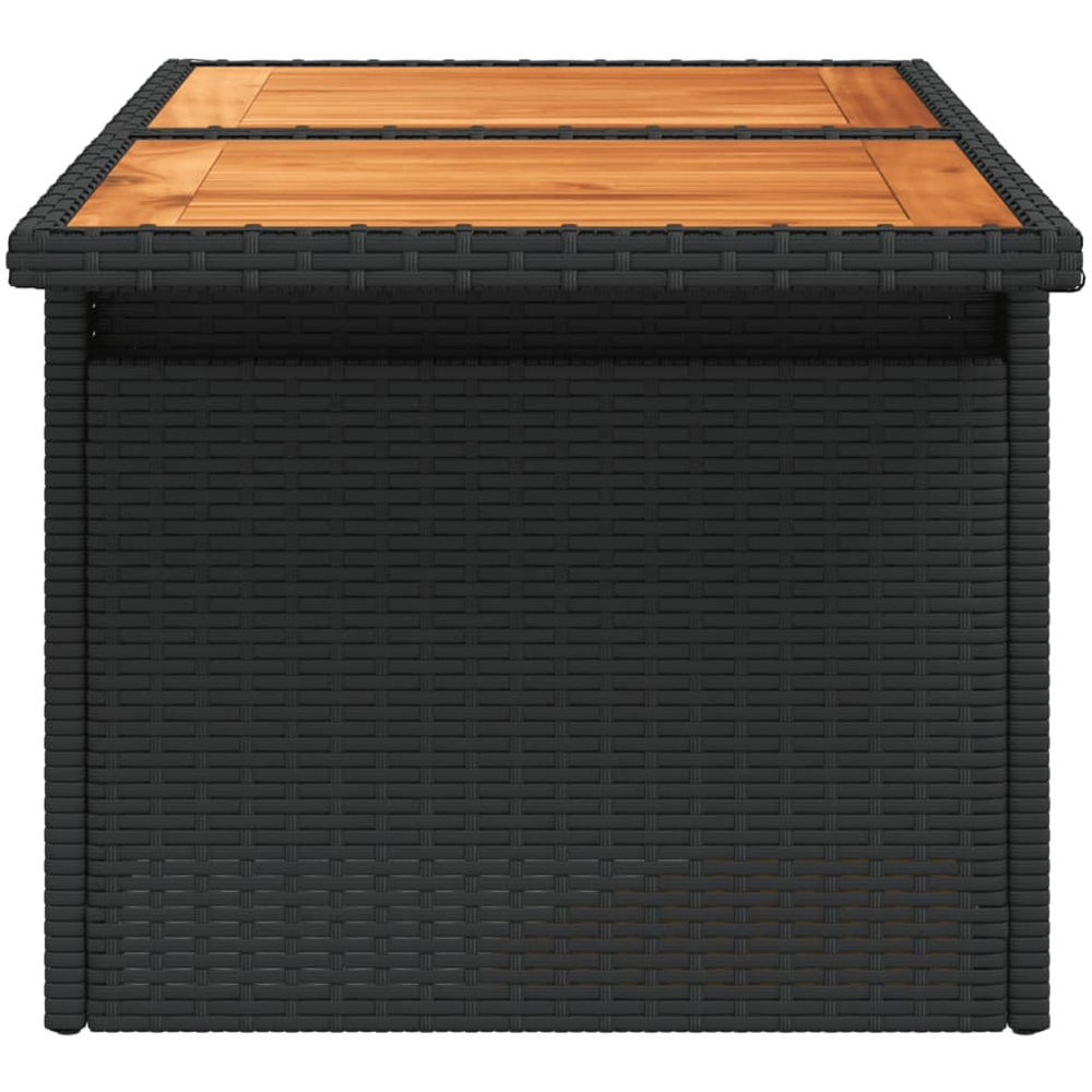 Walplus 2 Seater Black Poly Rattan Liftable Acacia Wood Top Convertible Garden Dining Table Image 5