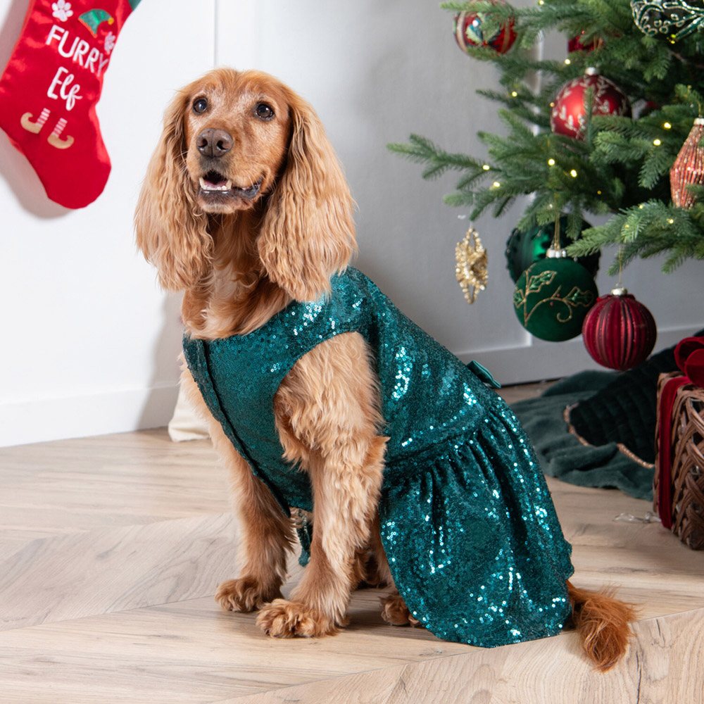 Sparkly Christmas Dog DressM Image 7