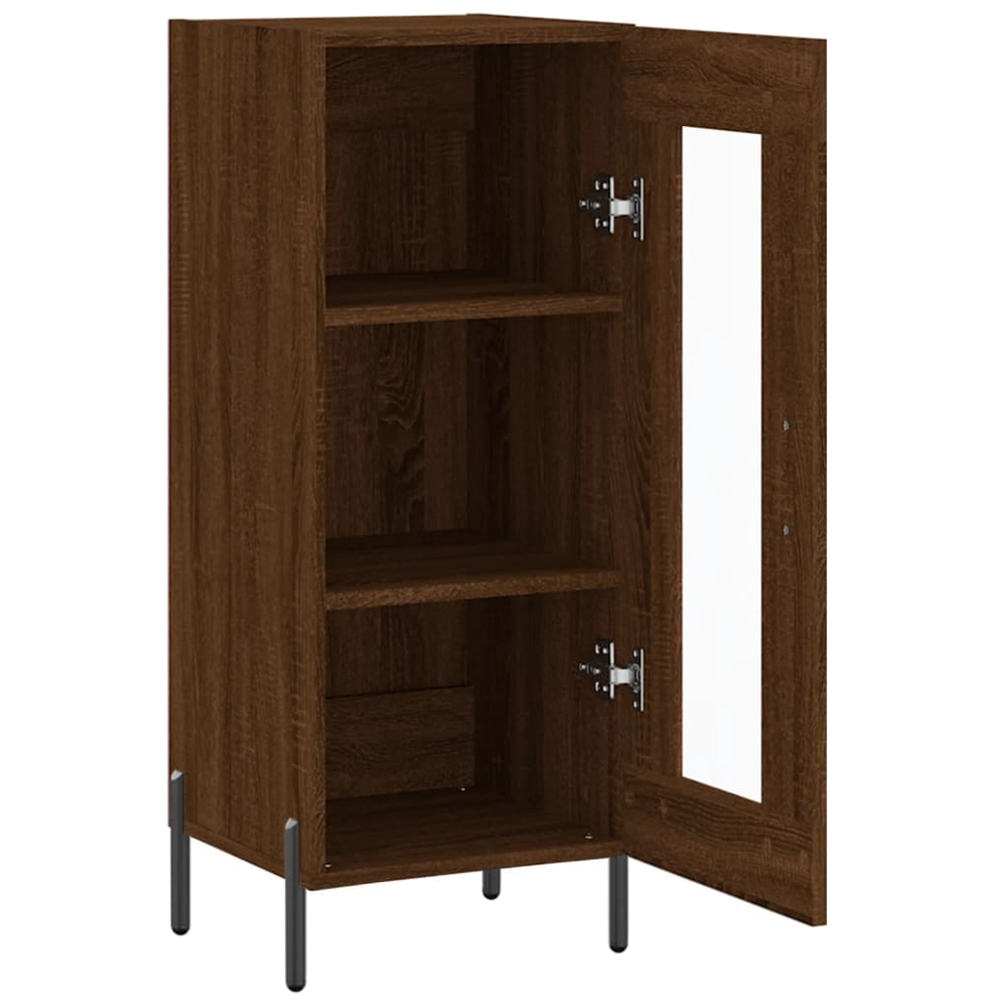 vidaXL Single Glass Door Brown Oak Sideboard Image 6