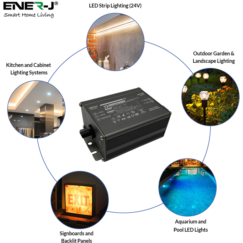 ENER-J Waterproof 60W 24V IP65 and IP67 Rated Power Supply Image 3