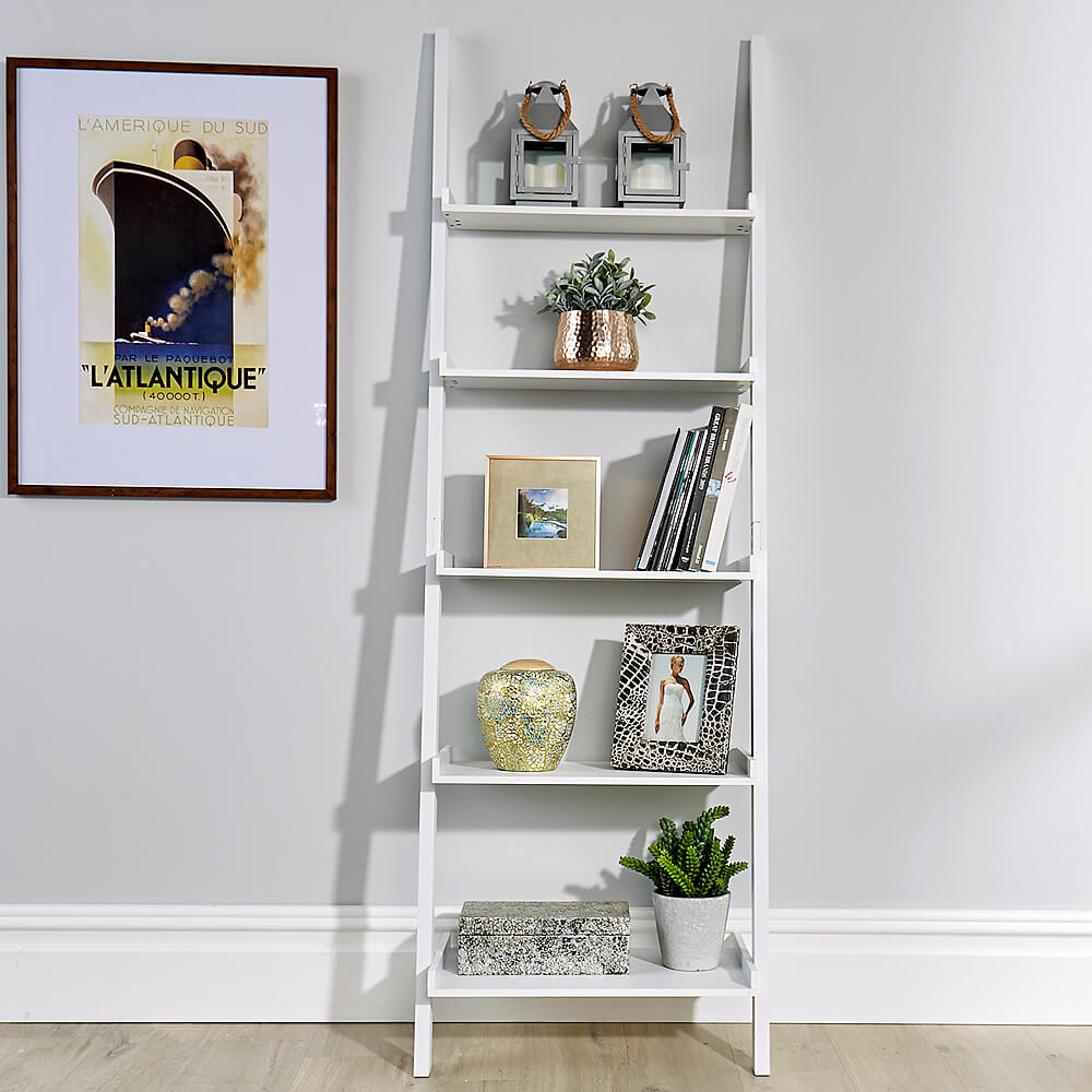 Home Source 5 Shelf White Ladder Storage Unit Image 7