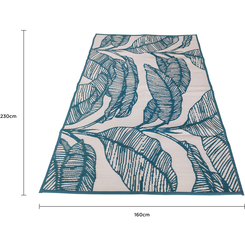 Charles Bentley Teal Blue Leaf Outdoor Rug 160 x 230cm Image 5