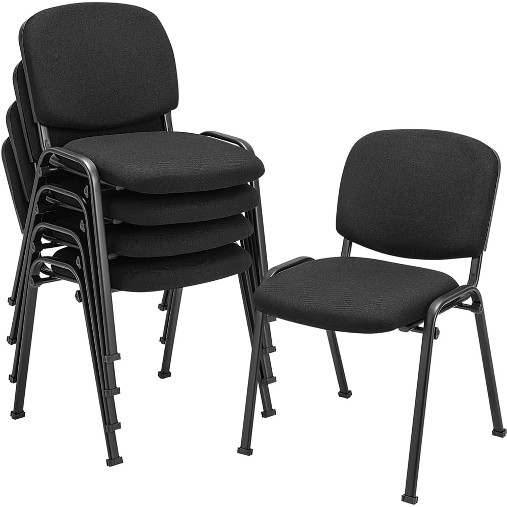 Costway Set of 5 Black Upholstered Office Chair Image 2