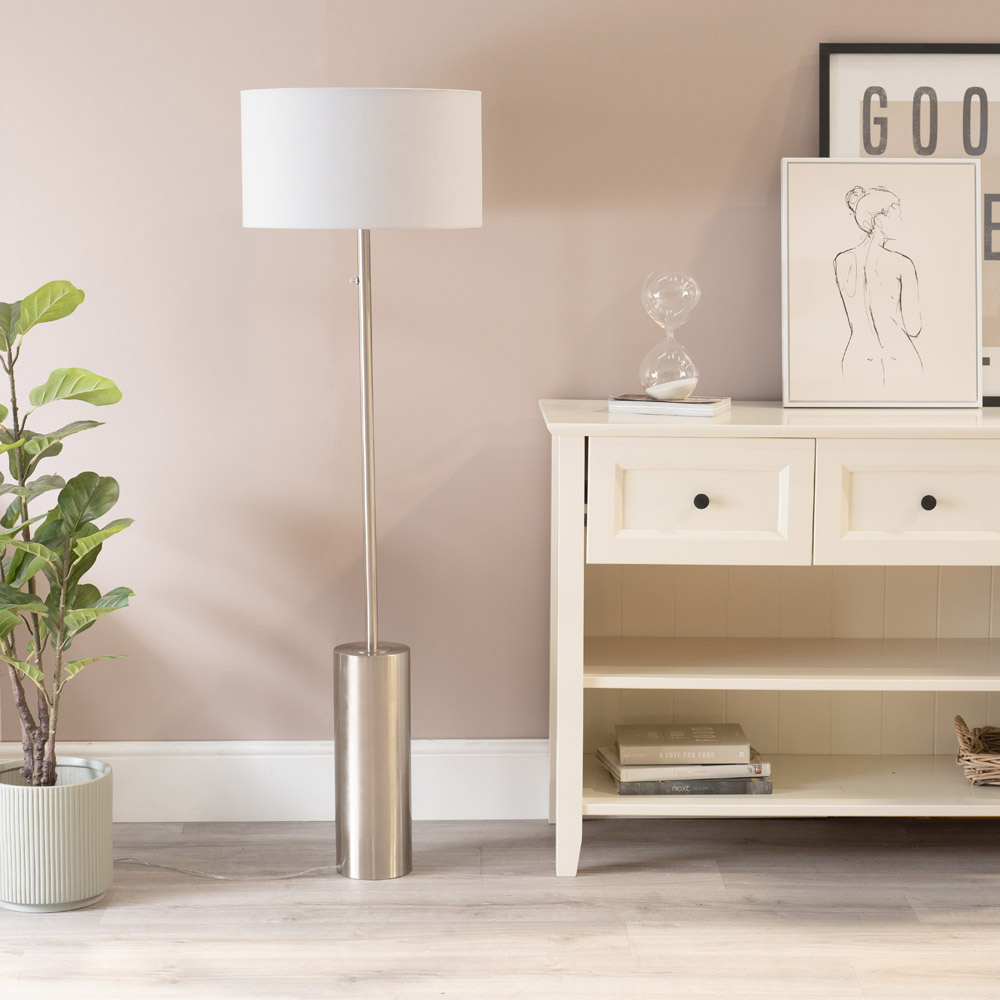 ValueLights Lexy Grey Shade Chrome LED Floor Lamp Image 4