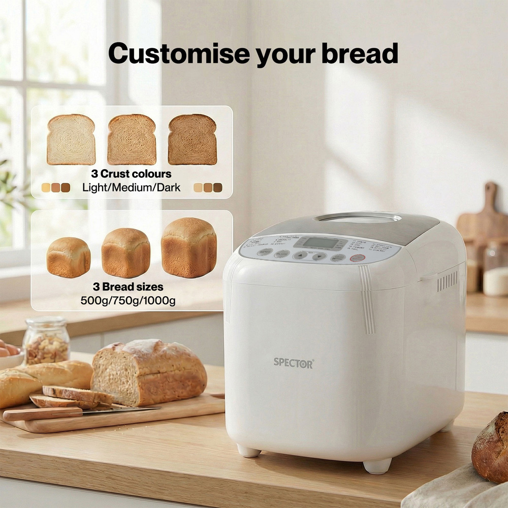 Spector BM2004-UK 19-in-1 Non-Stick Stainless Steel Automatic Bread Maker Machine 600W Image 5