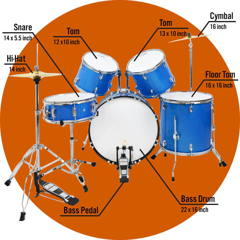 3RD AVENUE Shine Blue Full Size Drum Kit Image 3
