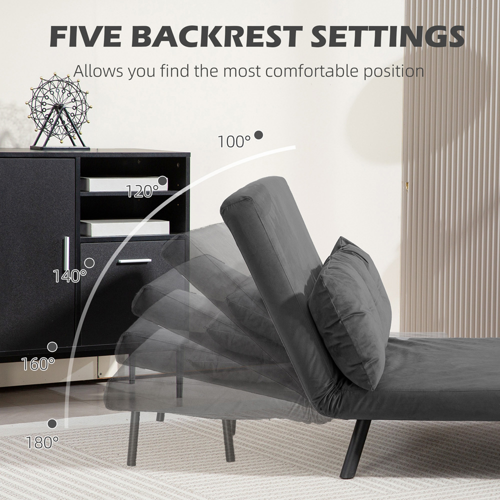 HOMCOM 2 Seater Dark Grey Click Clack Sofa Bed Image 8
