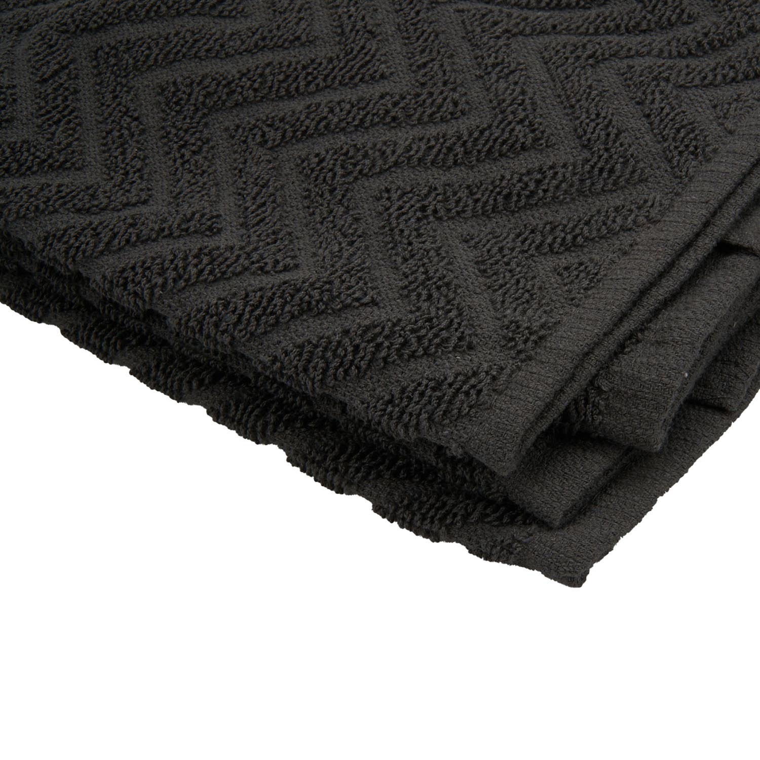 Pack of 2 Jacquard Terry Kitchen Towels - Dark Grey Image 4
