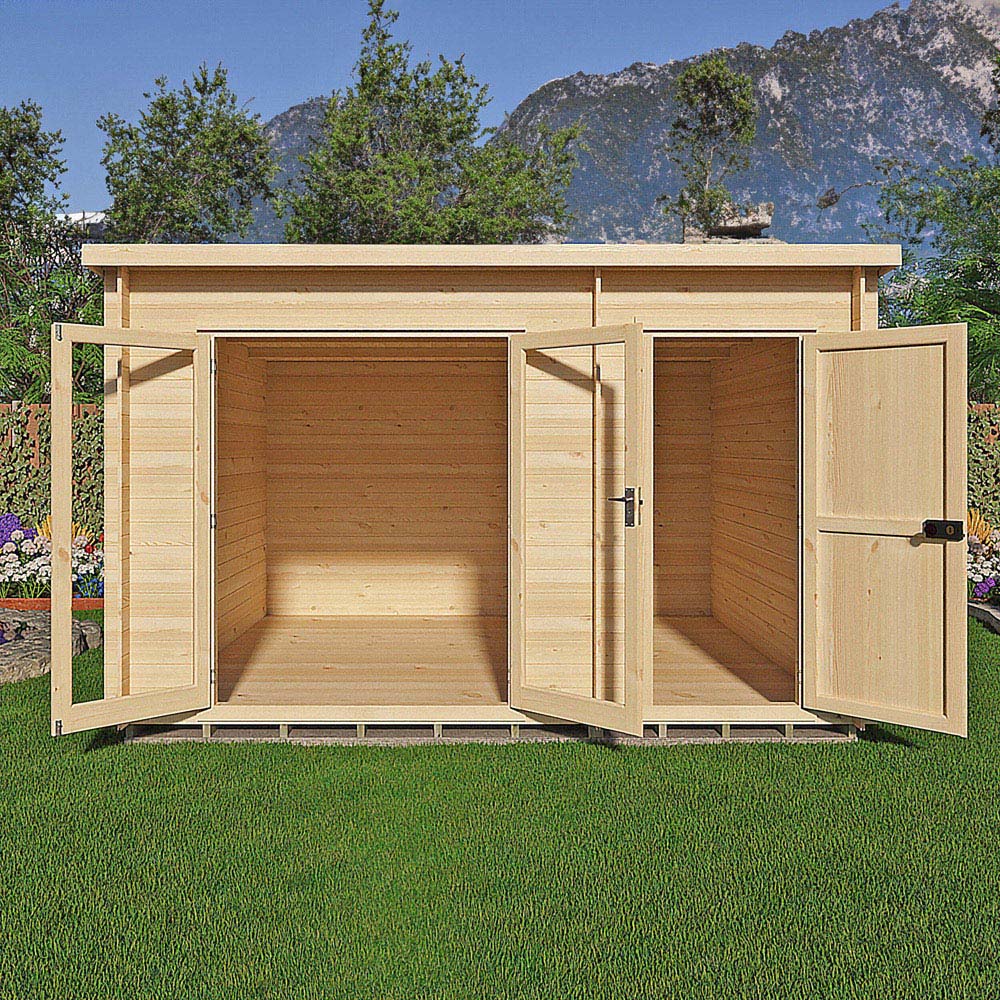 Shire Walsoken 10 x 12ft Dual-Purpose Pent Garden Log Cabin with Integral Storage Image 6