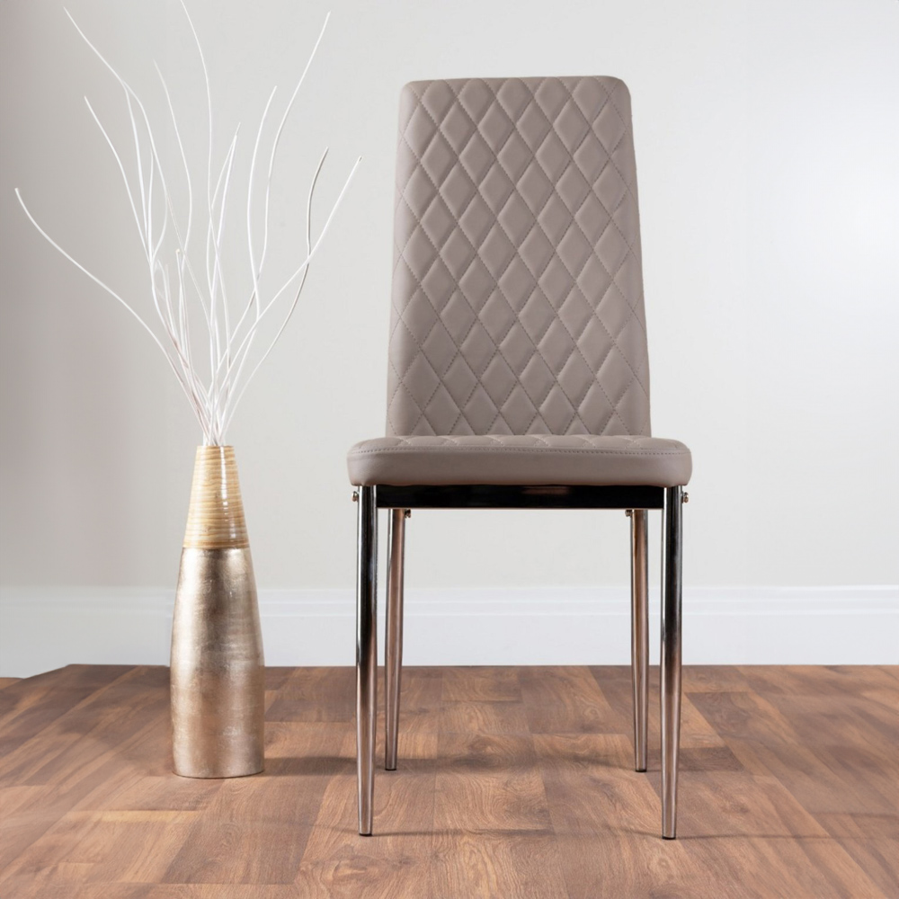 Furniturebox Arona Valera Glass 4 Seater Round Dining Set Chrome and Cappuccino Image 2