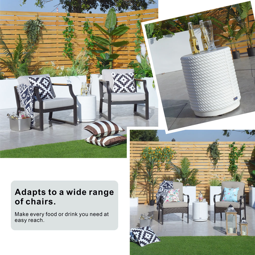 Direct Wicker White Textured Round Side Table Image 7