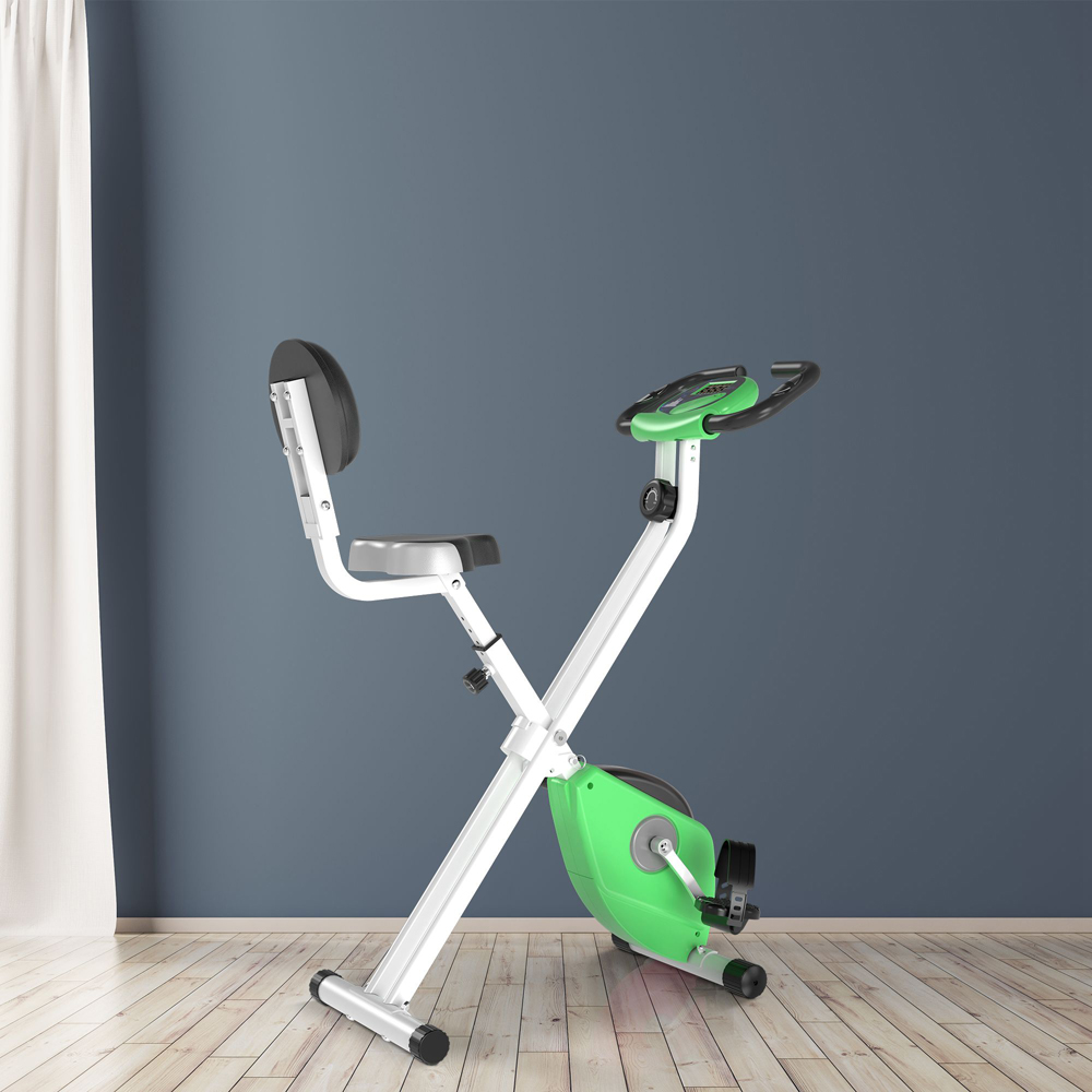 HOMCOM Green Adjustable Seat Magnetic Resistance Foldable Exercise Bike Image 2