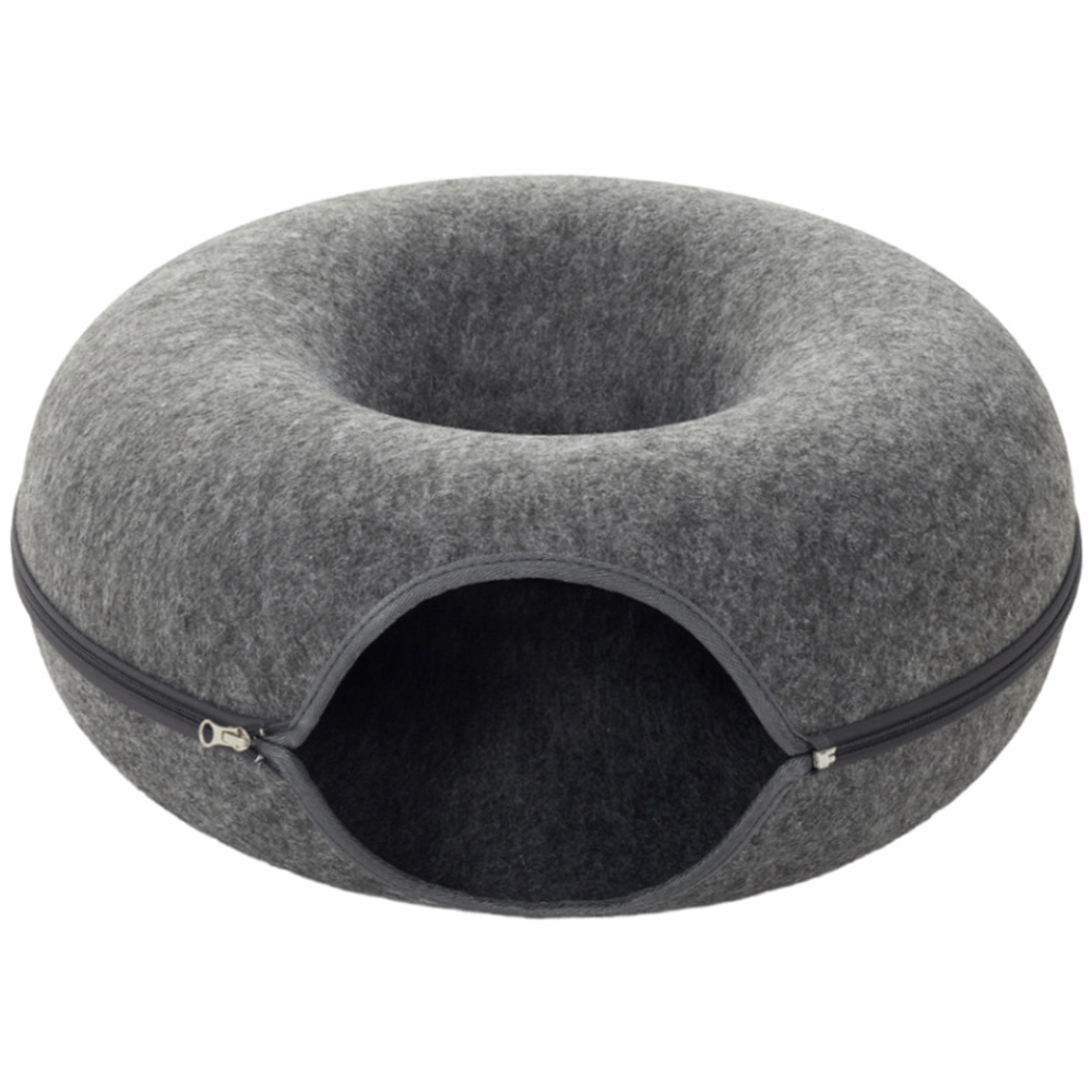 H&O Direct 50cm Dark Grey Round Cat Tunnel Bed Image 1
