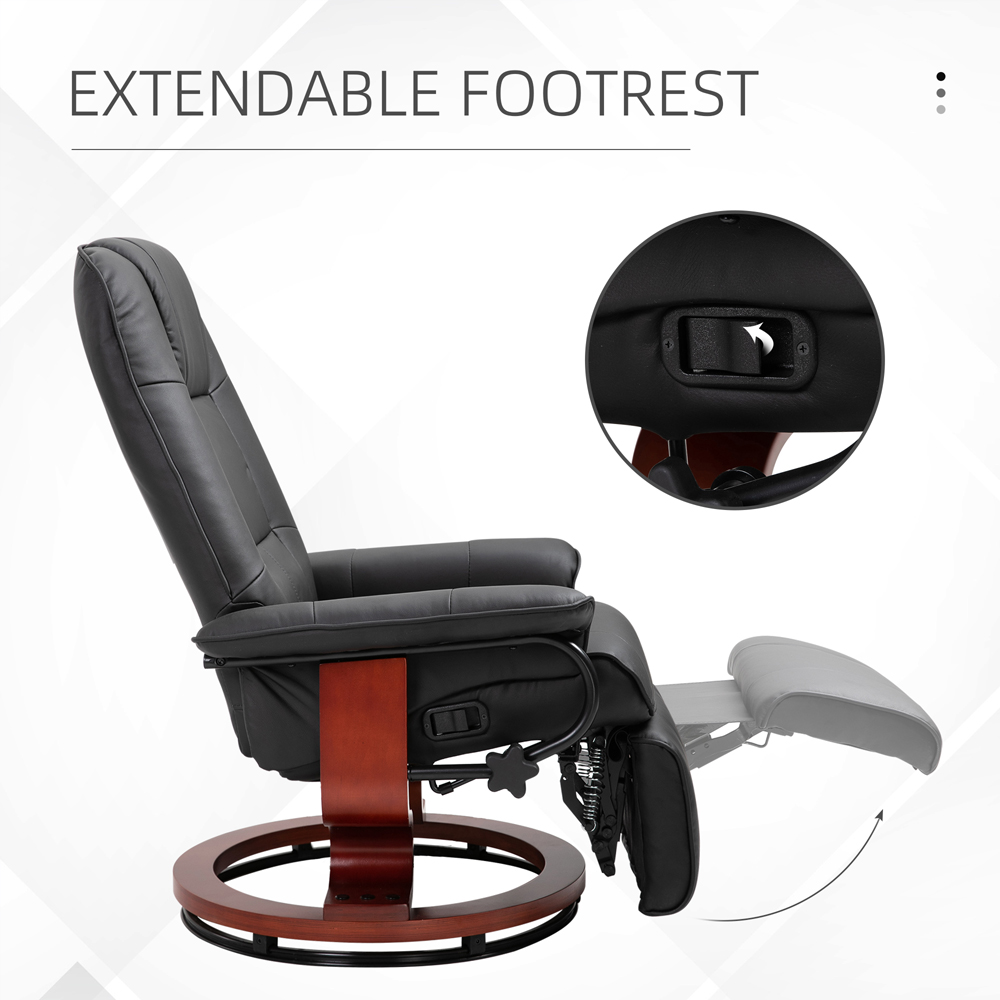 HOMCOM Black Manual Recliner Swivel Reclining Chair Image 5