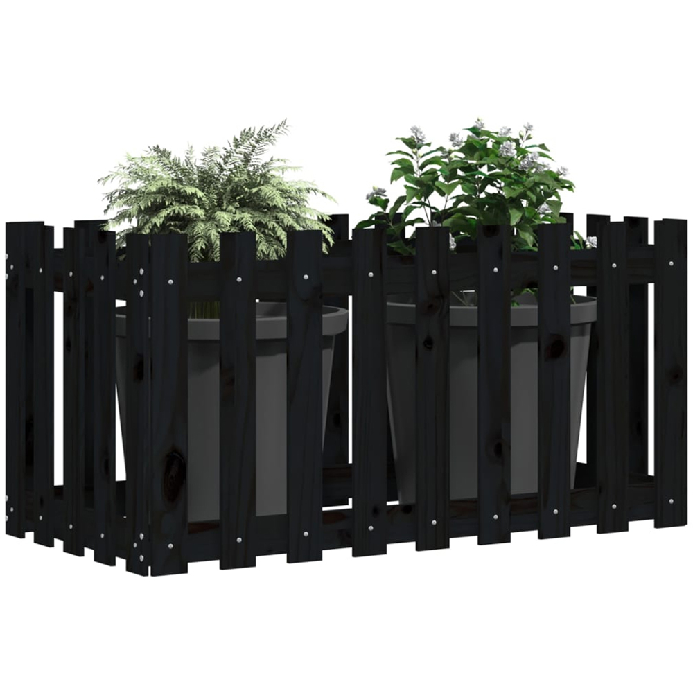 vidaXL Black Pine Wood Raised Garden Bed 100 x 50 x 70cm Image 2