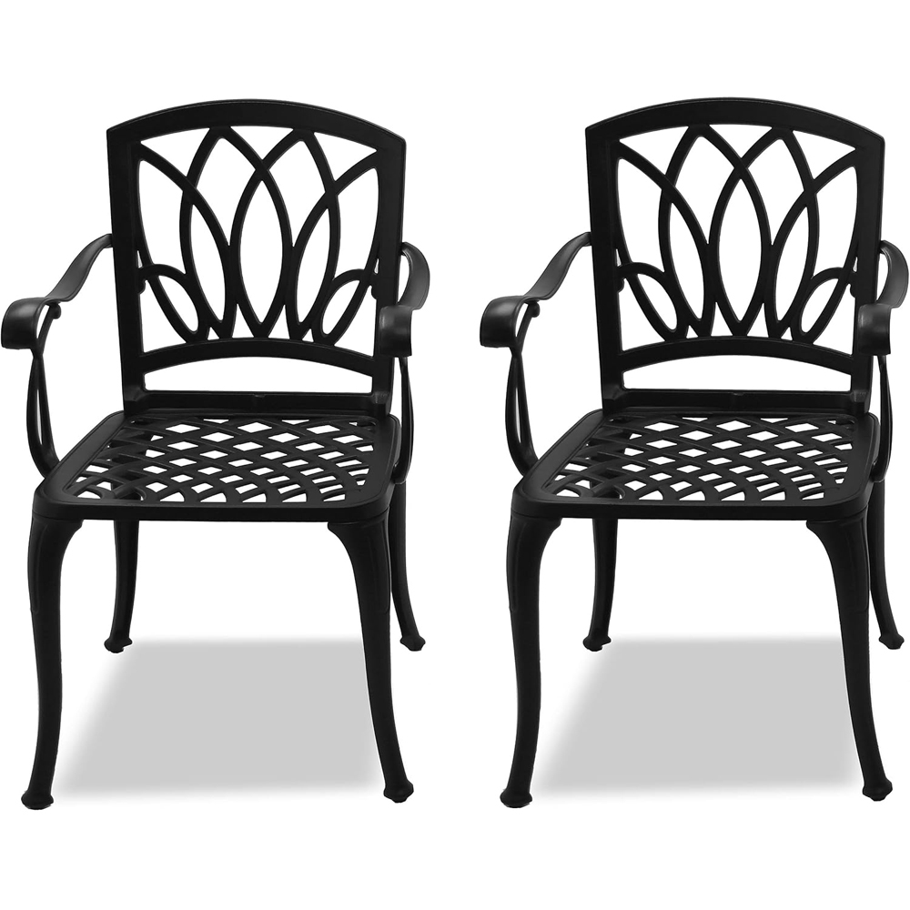 Centurion Positano Set of 2 Black Garden Bistro Chairs with Armrests Image 5