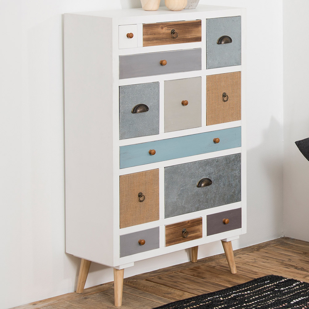 Florence Thais 13 Drawer White Chest of Drawers Image 1