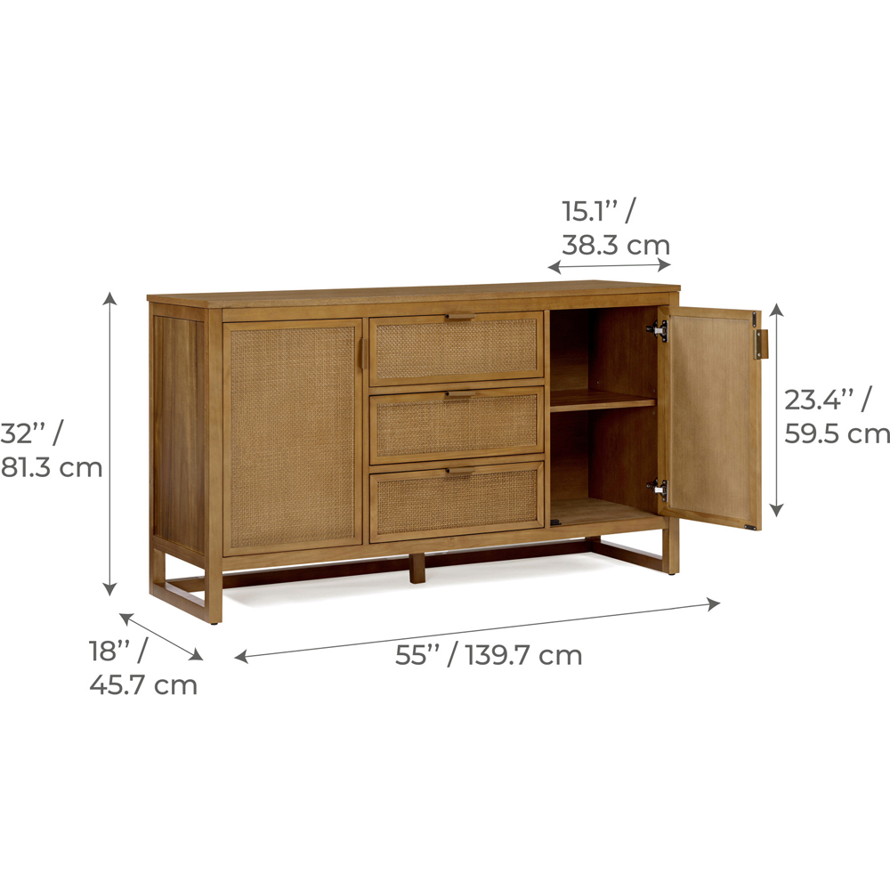 Teamson Home Hatteras 2 Door 3 Drawer Natural Sideboard Image 9