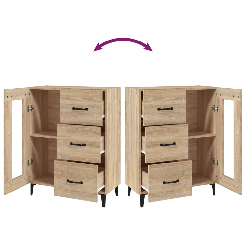 vidaXL Single Glass Door 3 Drawer Sonoma Oak Sideboard Image 8