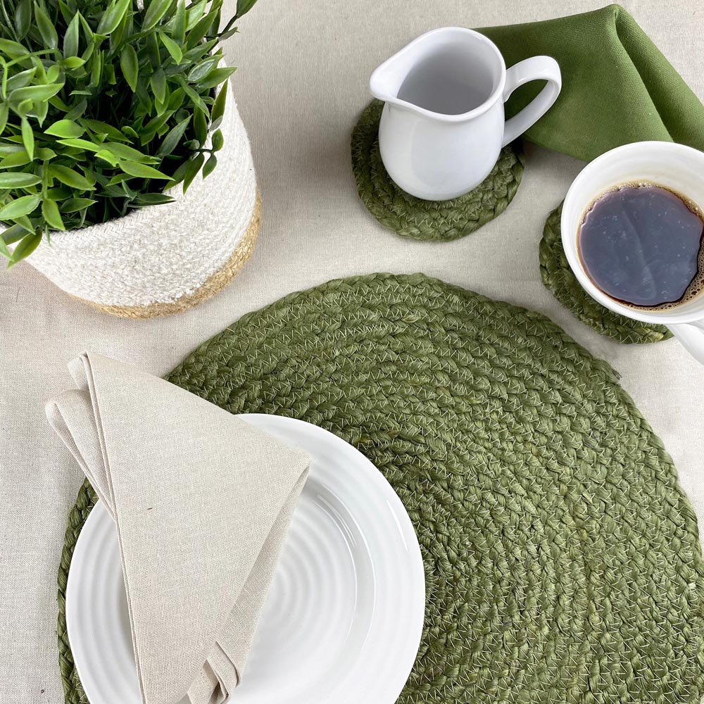 Ure Olive Green Jute Placemat Set of 2 Image 5