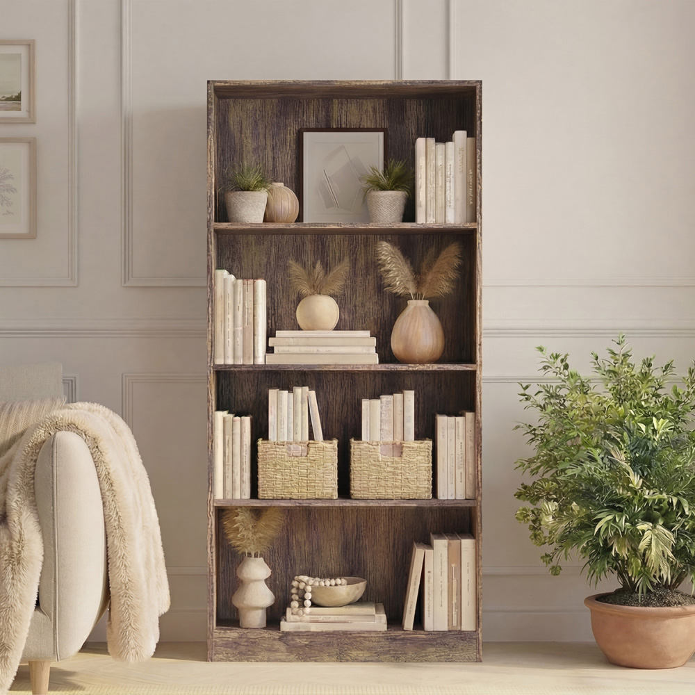 VIDA DESIGNS Cambridge 4 Shelf Dark Wood Large Bookcase Image 3