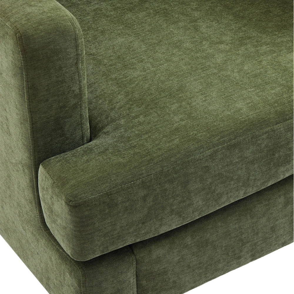 Living and Home Green Linen Mid-Century Armchair Image 5