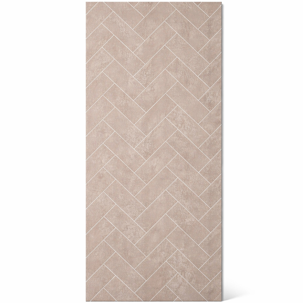 Britwall Light Beige Herringbone Tile Effect Matte Finish Shower Panel 2400 x 1000 x 10mm 3 Pack Image 2