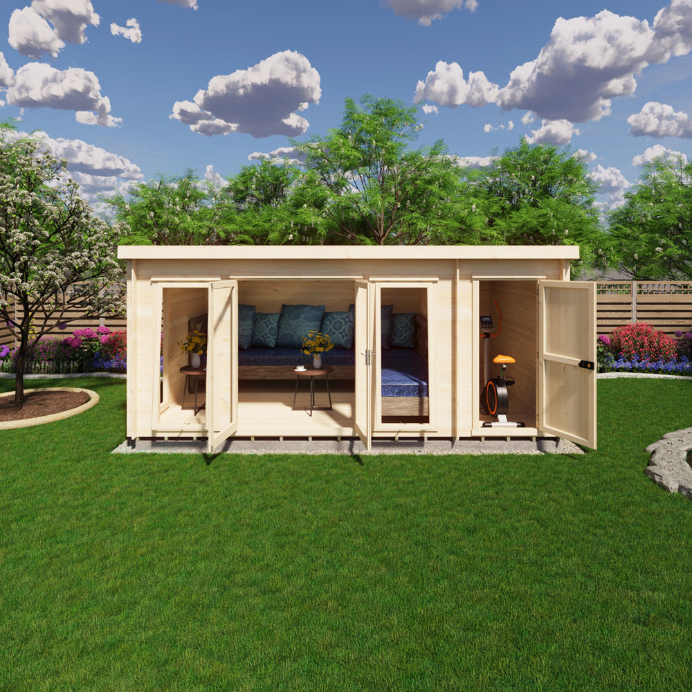 Shire Walsoken 10 x 17ft Dual-Purpose Pent Garden Log Cabin with Integral Storage Image 5